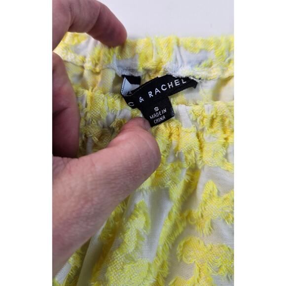 Zac & Rachel oversized boxy mixed media yellow textured summer blouse sz S EUC - Picture 5 of 7